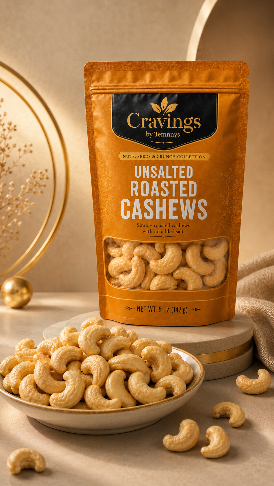 Cravings by Temnnys Unsalted Roasted Cashews