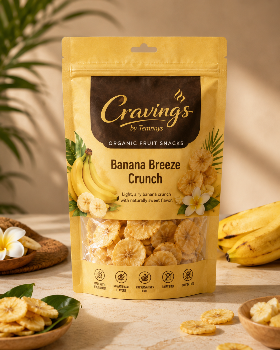Banana Breeze Crunch, Light, airy banana crunch with naturally sweet flavor