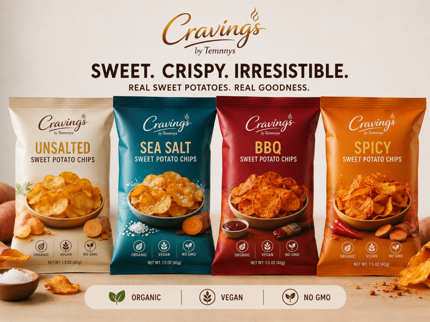 Cravings by Temnnys storefront lineup across multiple snack collections