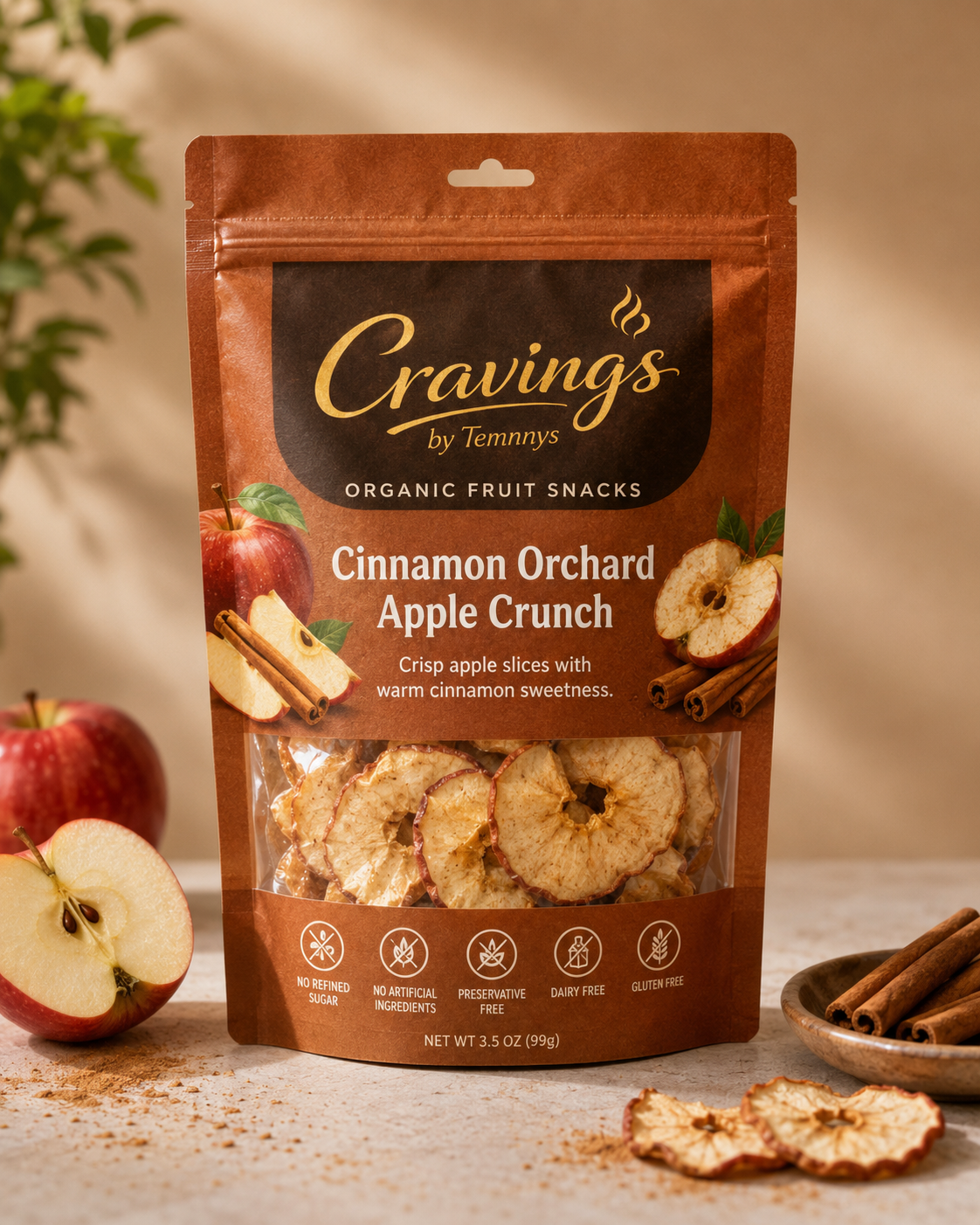 Cinnamon Orchard Apple Crunch, Crisp apple slices with warm cinnamon sweetness