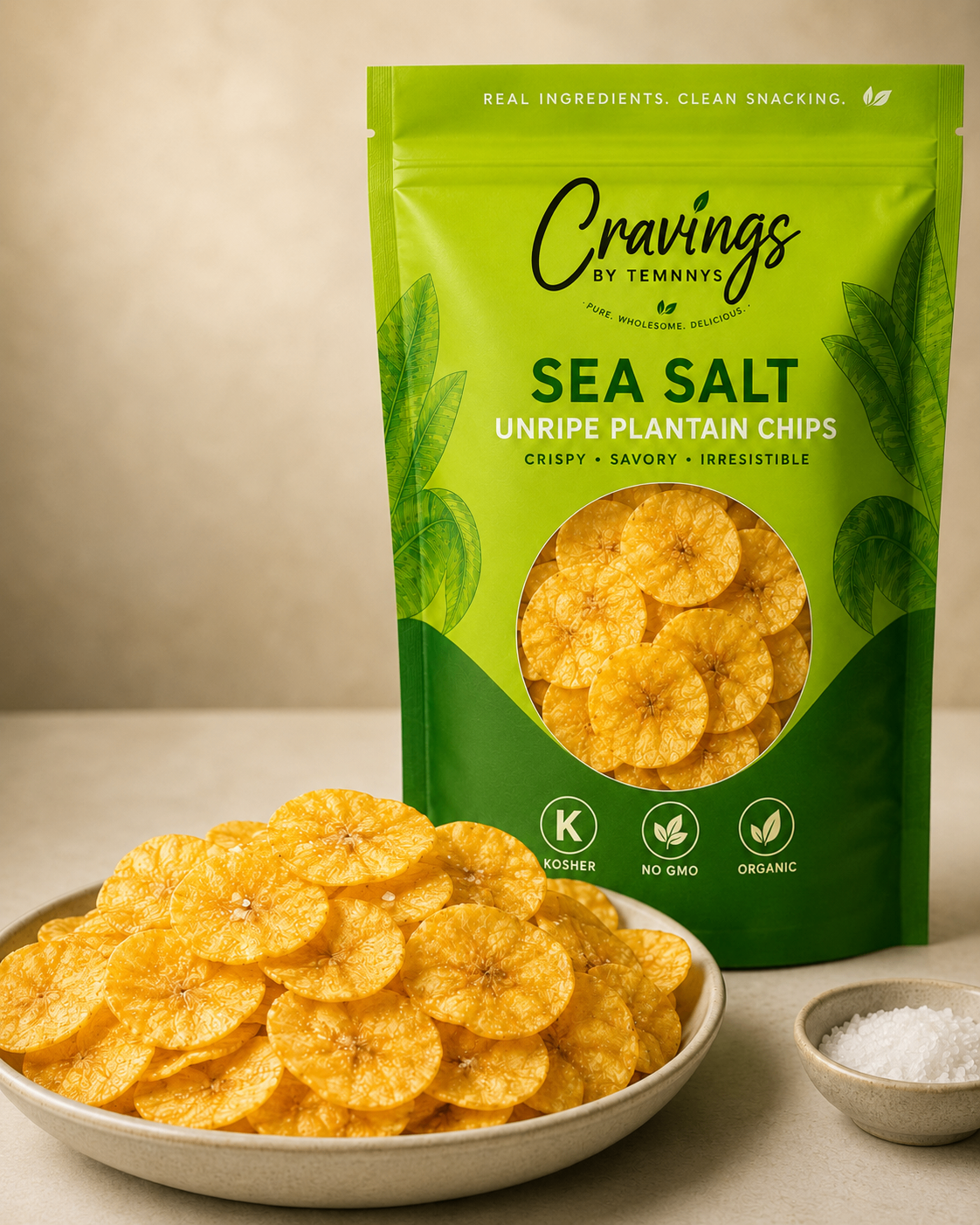 Sea Salt Plantain Chips in a bowl
