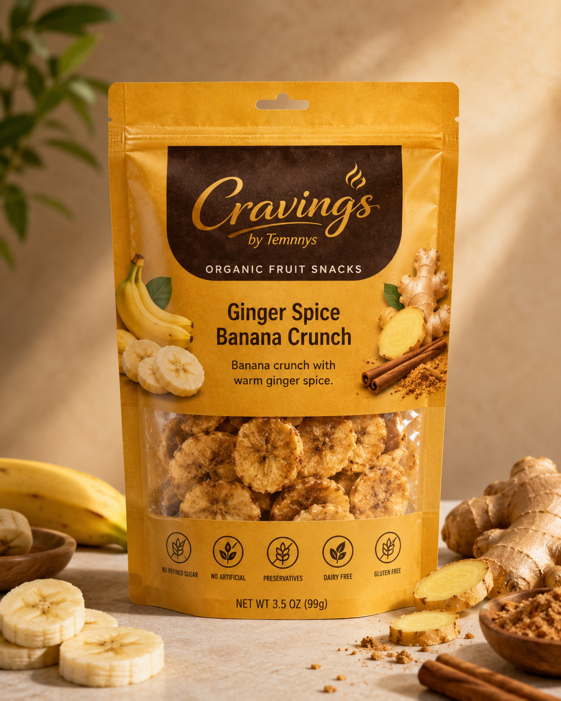 Ginger Spice Banana Crunch, Banana crunch with warm ginger spice